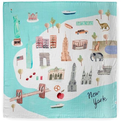 Loulou Lollipop Muslin Swaddle Blanket for Baby Boy & Baby Girl – Soft Breathable Muslin Wrap, 47"x47" Receiving Blanket for Newborn & Toddler - New York City