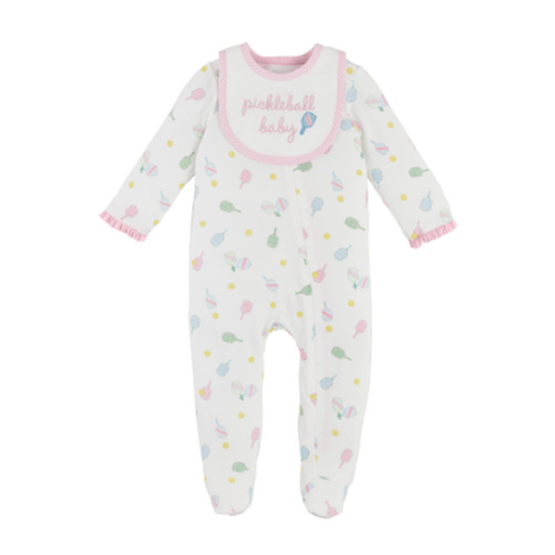 Pink Pickleball Baby Sleeper And Bib Set