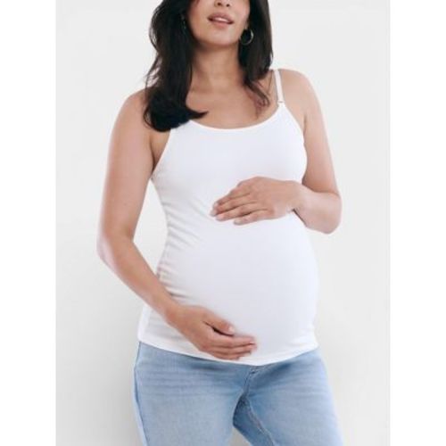 Women's Clip Down Nursing Tank Top Cami - White - Size: Medium - Motherhood Maternity
