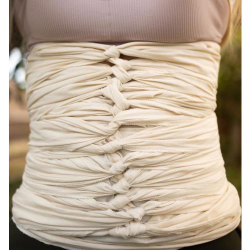 100% organic cotton muslin Bengkung belly binding wrap with serged ends