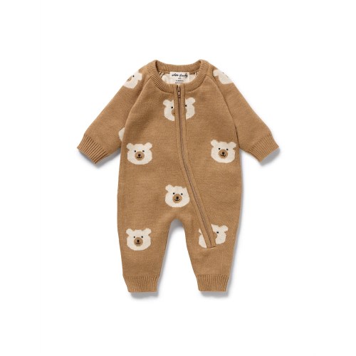 Wilson & Frenchy Beary Cute Organic Knitted Jacquard Growsuit | David Jones