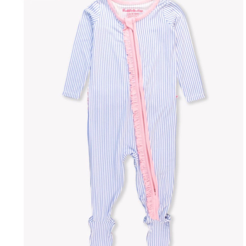 Ruffle One Piece Footie Pajama, Bamboo Viscose