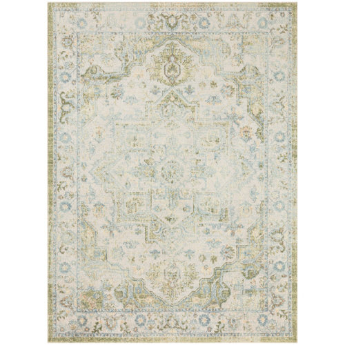 Haydel Machine Washable Area Rug in Blue