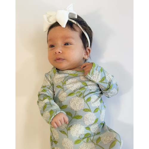 Goosies Hydrangeas Bamboo Knotted Infant Gown | 0-3M