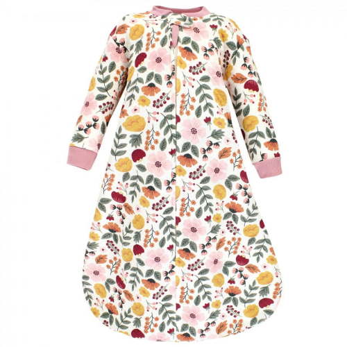 Hudson Baby Infant Girl Premium Quilted Long Sleeve Sleeping Bag and Wearable Blanket, Fall Botanical, 0-6 Months