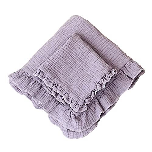 Leyl&Ari Toddler Blanket and Lovey Set | 100% Organic Cotton | Ruffled Lilac