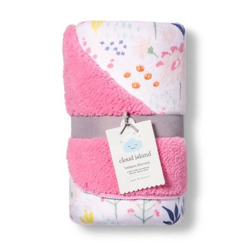 Plush Velboa Baby Blanket Wildflower - Cloud Island™ Pink