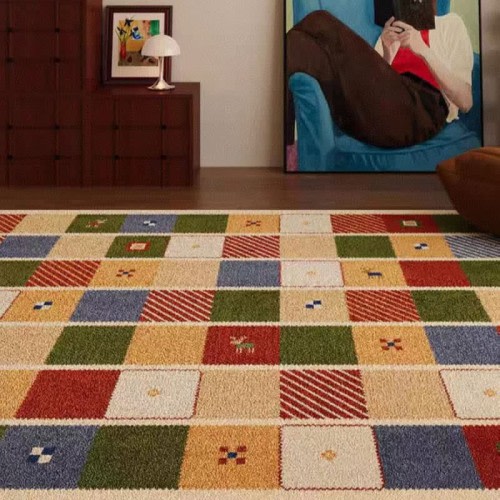 Ownkoti Colorful Patchwork Checkered Area Rug