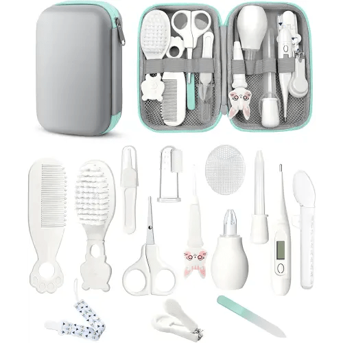 Baby Healthcare and Grooming Kit, Safety Newborn Nursery Baby Care Kit, with Hair Brush Comb, Nail Clipper, Thermometer, Pacifier Clip, Baby Registry Search, Baby Girl Boy Newborn Essentials