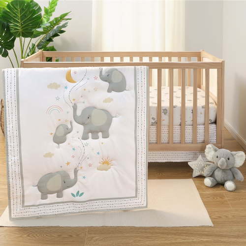 The Peanutshell 3pk Elephant Whimsy Baby Crib Bedding Set