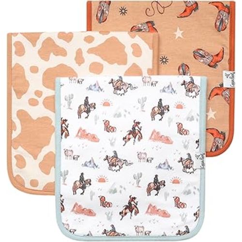Copper Pearl Baby Burp Cloth Large 21''x10'' Size Premium Absorbent Triple Layer 3-Pack Gift Set Boone