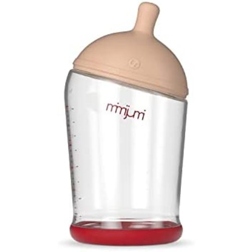 mimijumi Baby Bottle - Very Hungry Anti-Colic Bottles for Newborn Babies - Infant Breastfeeding Bottle with 0-12M Slow Flow Nipples - Lighter - 8 Oz