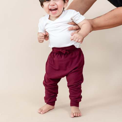 Bamboo Jersey Harem Pants in Burgundy
