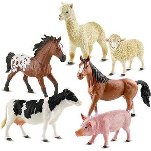 6PCS Farm Animal Toys for Kids 3-5 Realistic Plastic Farm Animal Figurines Educational Learning Toy for Toddlers Boys Girls Kids Farm Toys