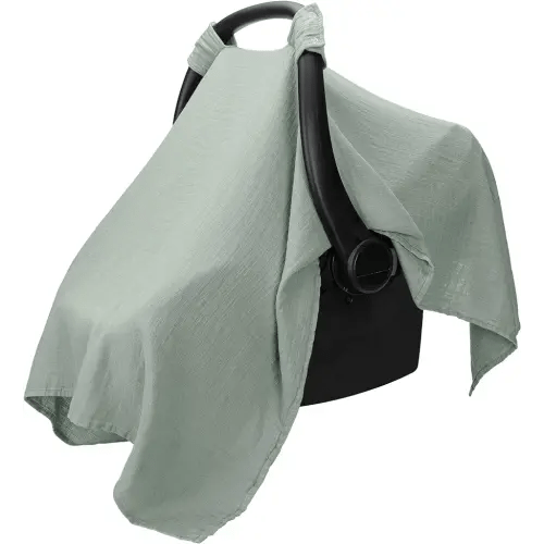 Comfy Cubs Baby Car Seat Cover - Soft, Breathable Bamboo Rayon and Muslin Cotton Blend - Lightweight Canopy for Sun, Bug, and Comfort Protection - Large Size Infant Seat Cover in Fern Design