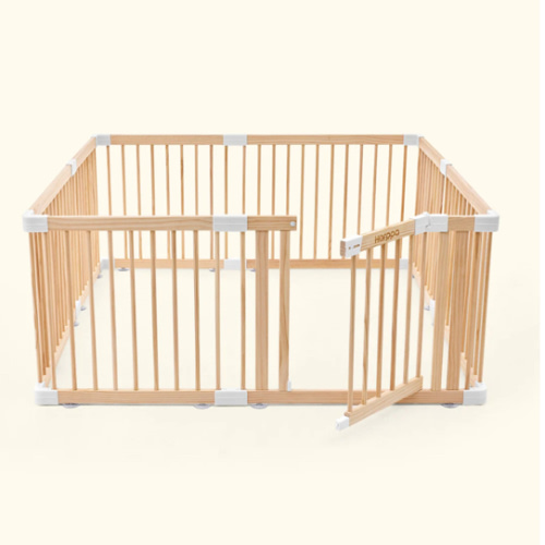 HARPPA Wooden Baby Gate Playpen | Non-Toxic Foldable DIY Adjustable Play Yard for Infants & Toddlers – Natural Finish Baby Fence for Small & Large Spaces