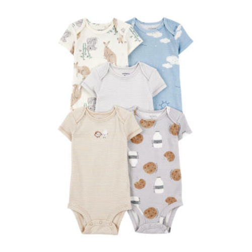 Carter's Baby Unisex Round Neck Short Sleeve Rib 5-pc. Bodysuit