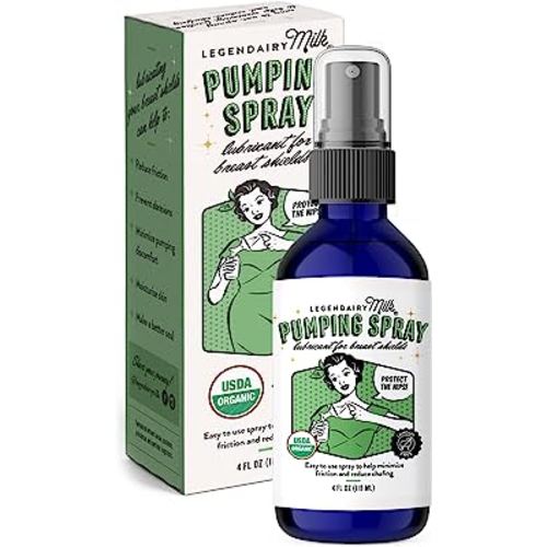 Legendairy Milk Pumping Spray 4 oz., Helps Sore Nipples & Clogged Ducts, Organic Lubricant for Breast Shields and Flanges, Vegan Breast Pump Spray, Natural & Lanolin-Free, Made in USA