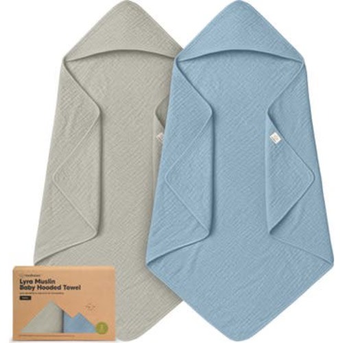 2-Pack Lyra Muslin Hooded Towels, Small