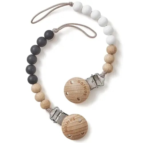 SAMiGO Silicone Pacifier Clips Holders Paci Binky Clips for Baby Boys and Girls - 2 Pack