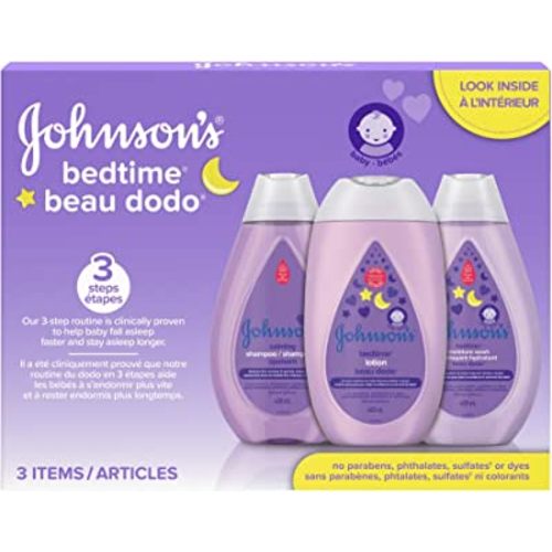 Johnson's Baby Bedtime Gift Set, 3 count, Moisturizing Lotion and Cream for Dry Skin, Baby Wash, Baby Shampoo (3 X 400ml)