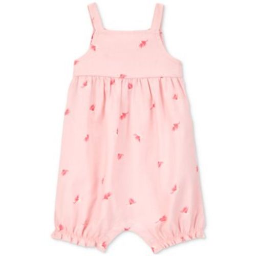 Baby Girls Cotton Bird-Print Tank Romper