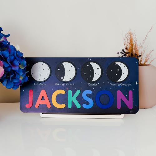 Handmade Baby Toy | Personalized Wooden Moon Space Themed Puzzle | Perfect Birthday or Christmas Gift for Toddlers | 1st Birthday