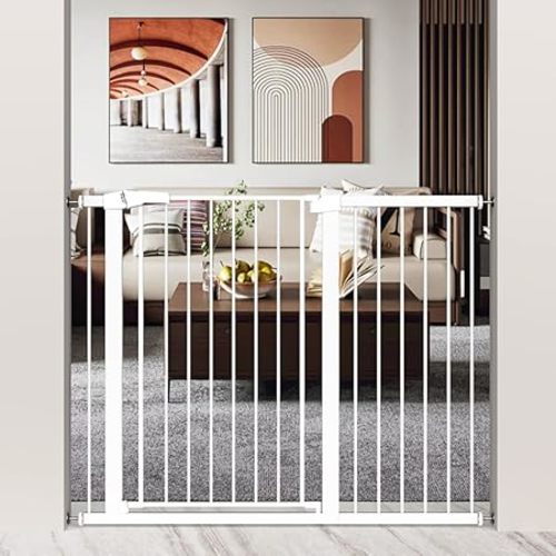 Extra Tall Baby Gate Stand - 38" Tall, 51.57"-54.33" Wide Long Walk Through Safety Gate for Kids or Large Pets - Metal Pressure Mounted