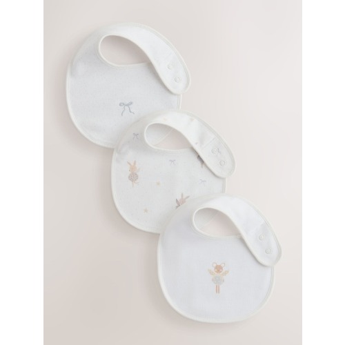 Ecru Fairy Mouse Baby Bibs 3 Pack - Size One