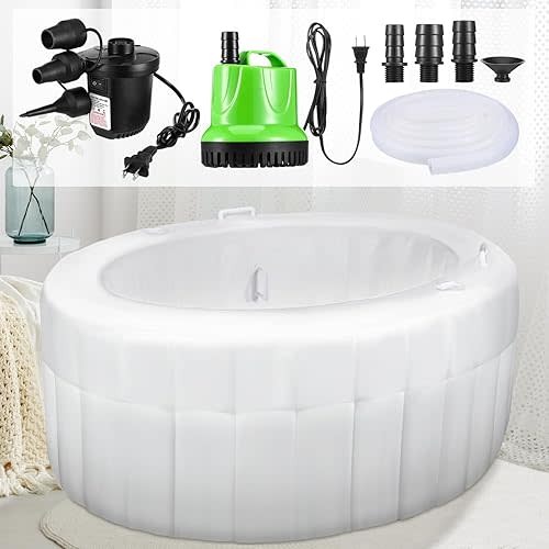 VioraWhite 1 Set Birth Pool with Liner Including Inflatable Home Birthing Pool Liner Inflating Pump Water Pump White Tub for Labor Expectant Mothers Doula Midwife Supplies 65 L x 55 W x 26 H