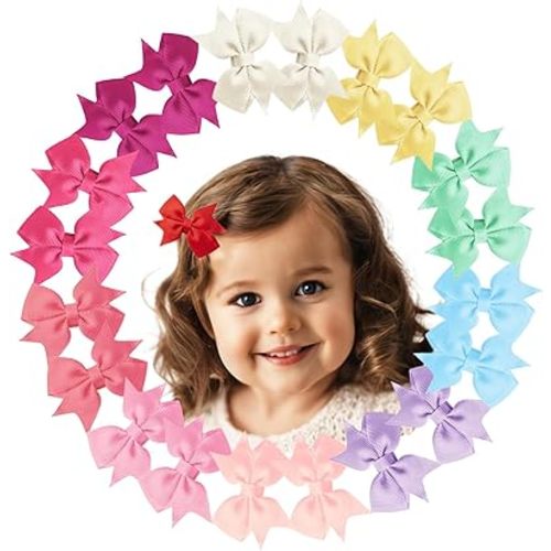 Hoewina Baby Hair Clips, 20PCS 2" Fully Lined Hair Bows for Girls