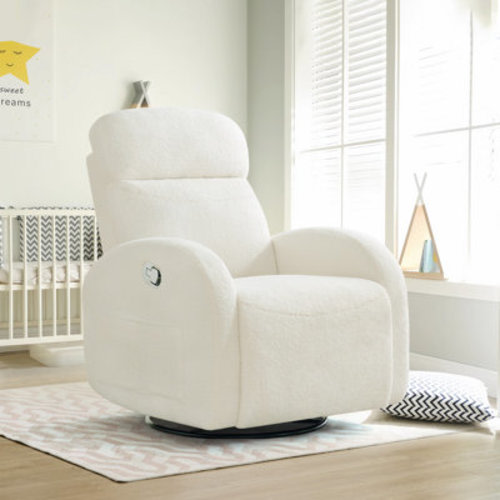 Latitude Run® Delba 37"Modern Upholstered Manual Swivel Rocker Glider Recliner Nursery Chair & Reviews | Wayfair