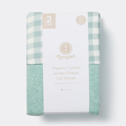 Dymples Organic Cotton Fitted Bassinet Sheet 2 Pack - Blue