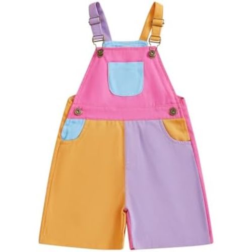 Toddler Baby Girl Boy Overalls Romper Sleeveless Color Block Striped Jumpsuit Shorts Suspender Shortalls Summer