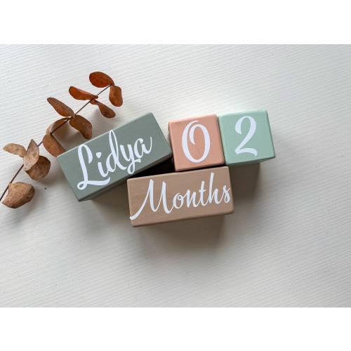 Personalized Memory Blocks, Milestone Blocks, Baby Name Sign, Photo Props, Nursery Idea, Colorful Wooden Blocks, Baby Birthday Table Decor