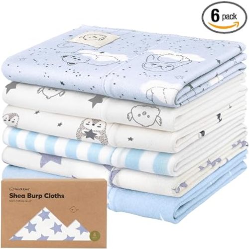 Organic Burp Cloths Baby Boy, Girl, 6-Pack Large Burping Cloths (Constellation) | 100% Cotton Burp Clothes for Babies, Newborns Spit Up Rags, Super Soft, Absorbent Towels, Gender Neutral, Machine Washable