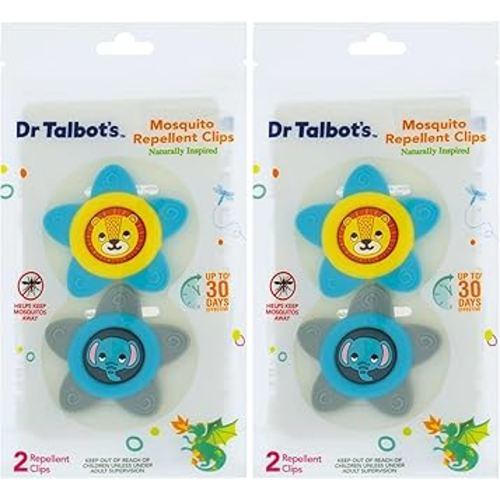 Dr. Talbot's Mosquito Clips for Baby & Toddler with Naturally Inspired Ingredients, Citronella & Lemongrass, DEET Free, (2 Clips) (Pack of 2)