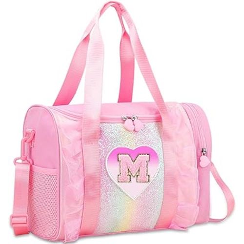Personalized Monogram Dance Bag for Girls - 3-6 Years duffle bag for Kids Lightweight Water Resistant Oxford Backpack for Ballet Cheerleading Sleepovers Gymnastics Pink M
