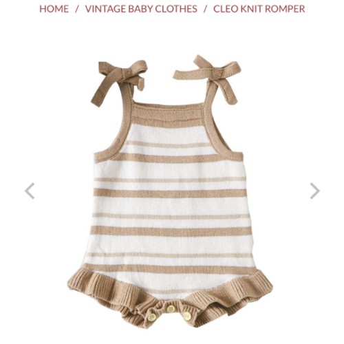 Cleo Knit Romper - Striped Baby Girl Romper with Tie Straps