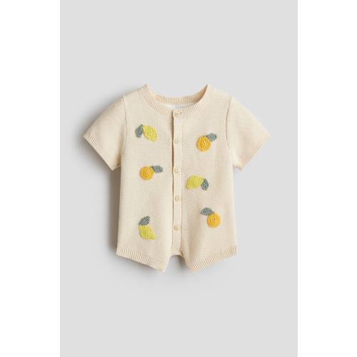 EMBROIDERED-DETAIL COTTON ROMPER SUIT