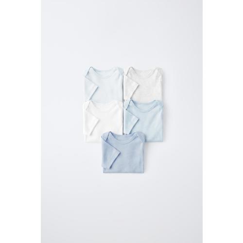 FIVE-PACK SHORT SLEEVE LABEL BODYSUITS - Blue | ZARA United States