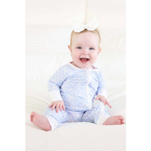Blue-tiful Bows Convertible Zip Romper