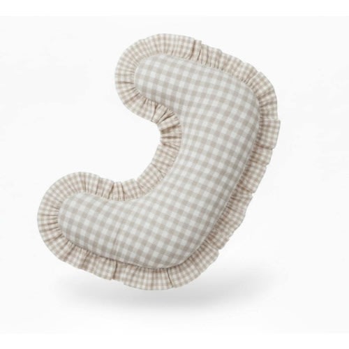 Beige Gingham Ruffle New Nursing Pillow Cover Breastfeeding Pillow Cover for Baby Boys and Girls Baby Shower Gift Neutral Baby Pillow UShape