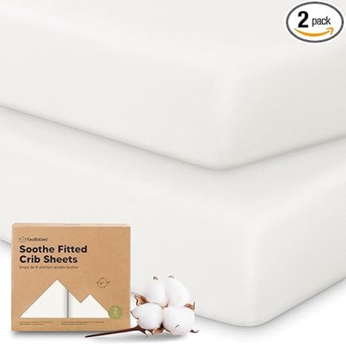 KeaBabies 2-Pack Organic Crib Sheets for Boys, Girls - 52x28 Fitted Crib Mattress Sheet Neutral, Breathable Jersey Cotton Cover for Baby Bed, Toddler Mattress, Soft & Cute Prints (Soft White)
