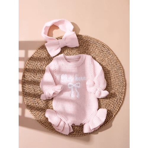 2pcs newborn photography outfit featuring a sweater a bow - Temu