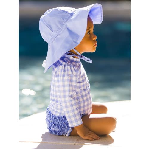 RuffleButts - Gingham Long Sleeve One Piece Rash Guard