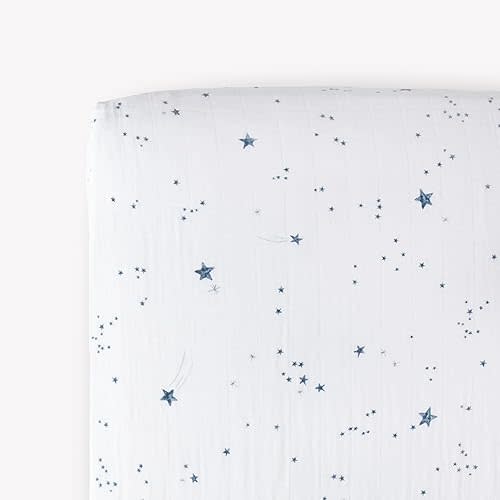 Little Unicorn Premium Crib Sheet | Breathable & Super-Soft Muslin Fabric (Shooting Stars)