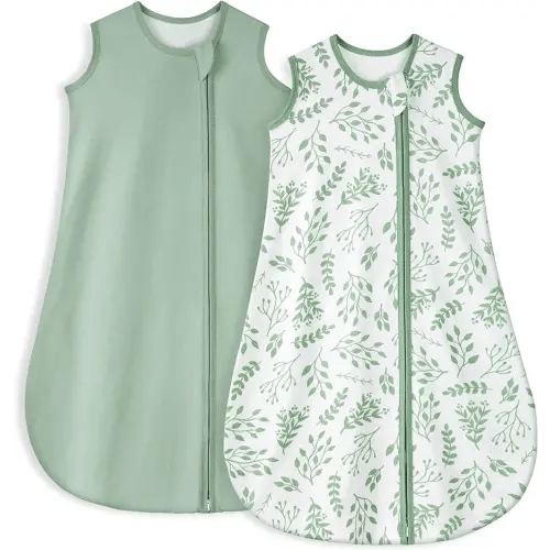 Yoofoss Baby Sleep Sack 6-12 Months TOG 1.0 Baby Wearable Blanket, 2 Pack 100% Organic Cotton Infant Toddler Sleeping Sack 2-Way Zipper Lightweight Sleep Sack