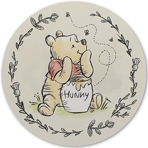 Open Road Brands Disney Winnie the Pooh Hunny Pot Floral Wood Wall Decor - Classic Winnie the Pooh Wall Art for Home