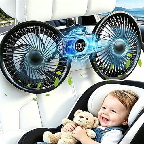 Rechargeable Car Backseat Fans for Backseat for Kids, Car Back Seat Fans for Car Kids Backseat